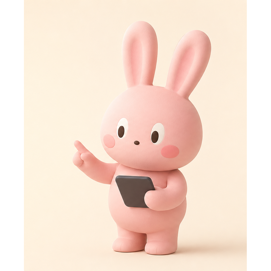タブレットを持つ3Dうさぎ
